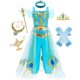 thumbnail image 1 of Vestido de princesa Jasmine para niñas, disfraz de Aladdín, trajes de tul tradicionales árabes para Halloween, juego de rol Fivean unisex, 1 of 2