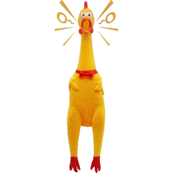 12" SCREAMING SHRILLING RUBBER CHICKEN - SQUEAK Sound Squeeze Screaming Dog Child Toy