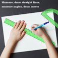 thumbnail image 4 of 2 Packs 12 Inch Plastic Ruler and 6 Inch Plastic Protractor Set Clear Math Geometry Set Classroom Set Angle Detector School Supplies Classroom Ruler Home Office Drawings (Green), 4 of 6