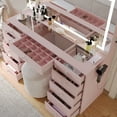 thumbnail image 3 of Boahaus Lydia Modern Vanity Desk with Mirror, Speakers, Lights & Charging Station, Pink, 3 of 9