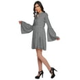 thumbnail image 3 of Moomaya Printed Women Mini Long Bell Sleeve Shift Dress Clothing Summer Wear, 3 of 6