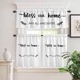 thumbnail image 6 of Text Bless Curtain Valances Set Our Home and Who Enter White Backdrop Kitchen Curtains 24&nbsp;inch Length Rod Pocket Valance and Tiers 3 Piece Set Small Bedroom Bathroom Laundry Decor, 6 of 9