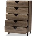 thumbnail image 4 of Baxton Studio Commode Contemporaine 5 Tiroirs en Brun Clair, 4 of 10
