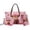 Pink - Highland Cattle Rose, variant on DISNIMO Sea Turtle Print Handbag Wallet Set for Women 3Pack Tote Bag Set with Zipper PU Leather Top Handle Handbag with Makeup Pouch and Wristlet Wallet