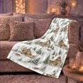 thumbnail image 6 of Snowy Winter Village Cabins, Festive Holiday Scene, Warm Flannel Blanket for Cabin and Lodge with Detailed Artwork, Art Lovers Housewarming Gift, Festive Home Decor, 6 of 9