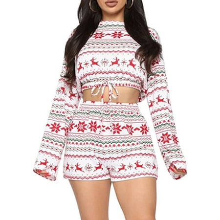 

FASHIONWT Christmas Women Loungewear Sets Hoodie Tops Pants Pajamas Sleepwear PJ Sets