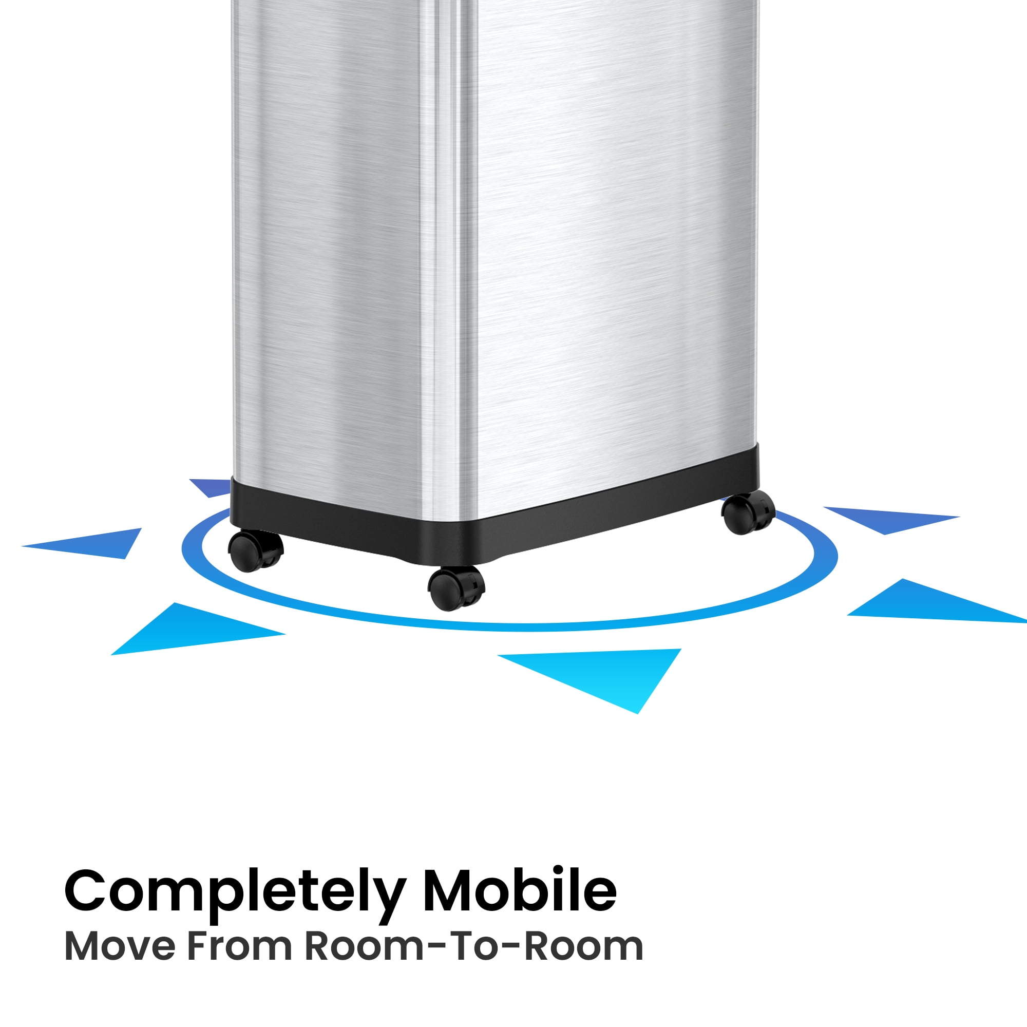 iTouchless 24 Gallon Rectangular Dual Side Entry Stainless Steel Trash Can with Wheels & Odor Filter