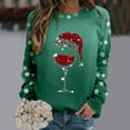thumbnail image 2 of Kedxroy Womens Christmas Sweatshirt Red Glass Santa Hat Graphic Sweater Long Sleeve Xmas Gift Pullover Blouse Tops(Green,M), 2 of 8