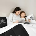 thumbnail image 5 of Feelyou King and Queen Queen Comforter Set, Romantic Couple Anniversary Bedding Sets, Black White Reversible Bedding Comforter Set, Microfiber Bedroom Decor, 3 Pieces, 5 of 8