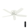 thumbnail image 3 of Hunter - Bennett Indoor Low Profile Ceiling Fan With Light, Remote, 52-inch, Matte White, Rustic-style, 3-speed WhisperWind Motor, 50280, for living rooms, bedrooms, home offices, kitchens, 3 of 16