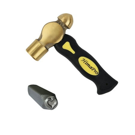 

HimaPro One Pound Brass Metal Stamping Ball Pein Hammer with a Complimentary Heart Stamp