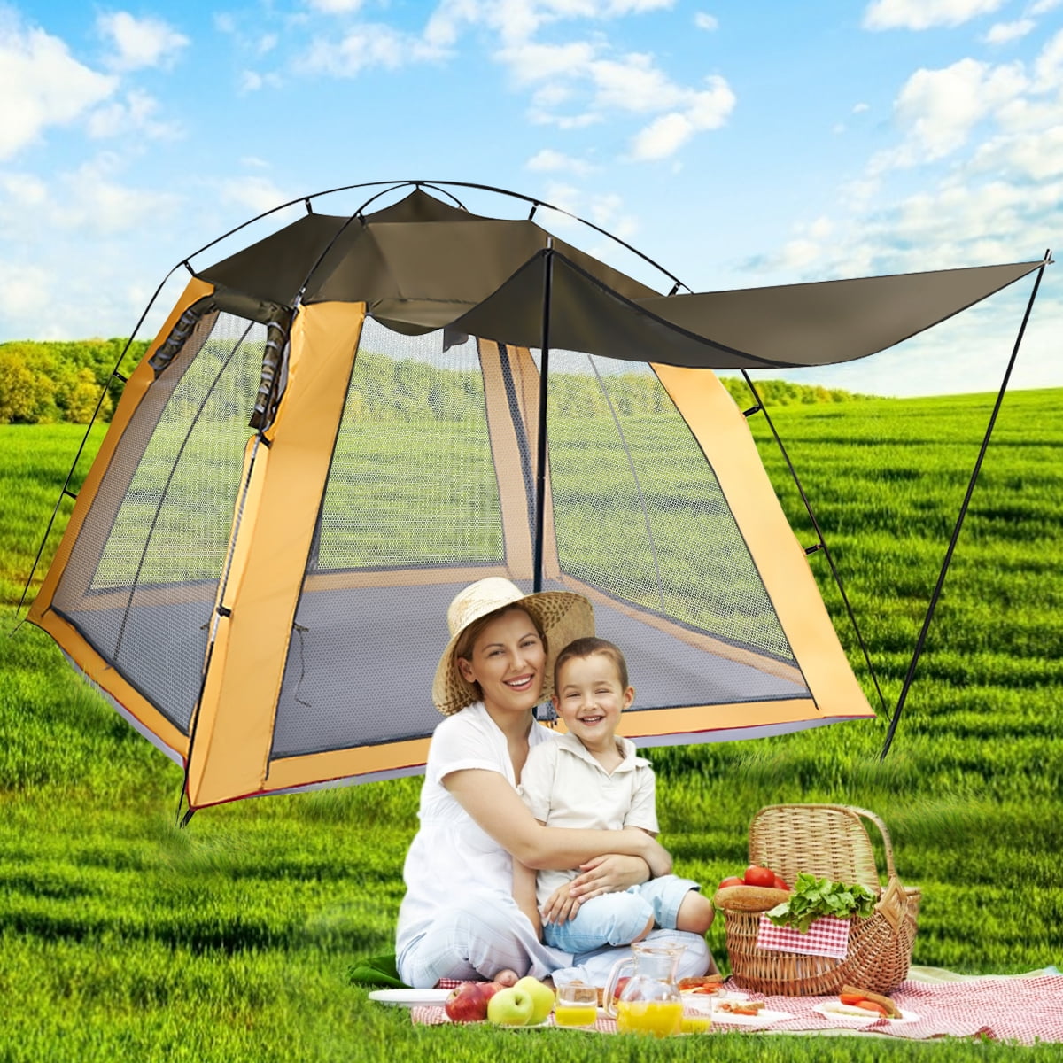 Family Camping Tent, 4-6 Person Large Waterproof Outdoor Tent with
