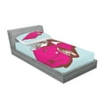thumbnail image 2 of Ambesonne Vintage Fitted Sheet & Pillow Sham Set, Old Car Cartoon Style, Twin, Pale Blue Hot Pink, 2 of 2