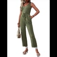 thumbnail image 3 of Womens Jumpsuits Dressy Summer Sleeveless U-Neck Casual Wide Leg Long Pants Rompers green XL, 3 of 7