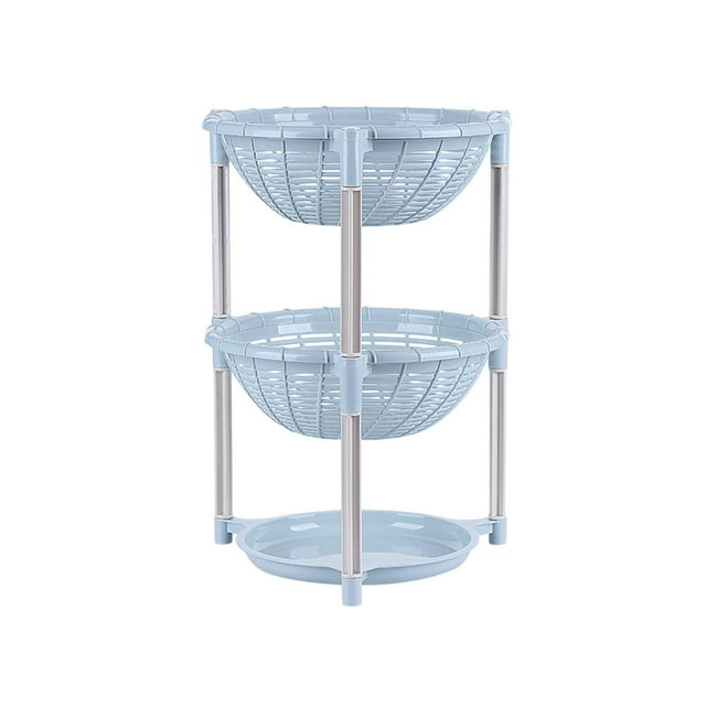 Leodye 1PCS Multi-layer Kitchen Storage Rack Removable Plastic Floor-standing Home Kitchen Vegetable Fruit Sundry Organizer Basket -17.32x11.61inch