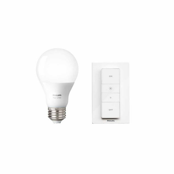 Philips Hue Smart Wireless Dimming Kit (1 A19 LED 60-Watt Equivalent Warm White Light Bulb Remote Dimmer Switch) - Walmart.com
