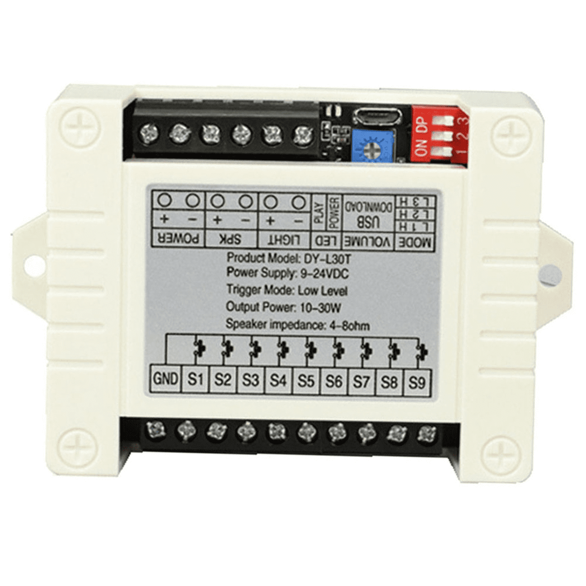 2X 30W MP3 Voice Playback Module DY-L30T 9 Trigger Music Player Power Amplifier Board TF Card 32G Max WAV DC 12V 24V B,2 x Player power amplifier,Black