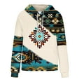 thumbnail image 4 of Aztec Print Vintage Western Hoodies Women's Color Block Ethnic Hooded Sweatshirts Comfy Oversized Long Sleeve Blouses, 4 of 5