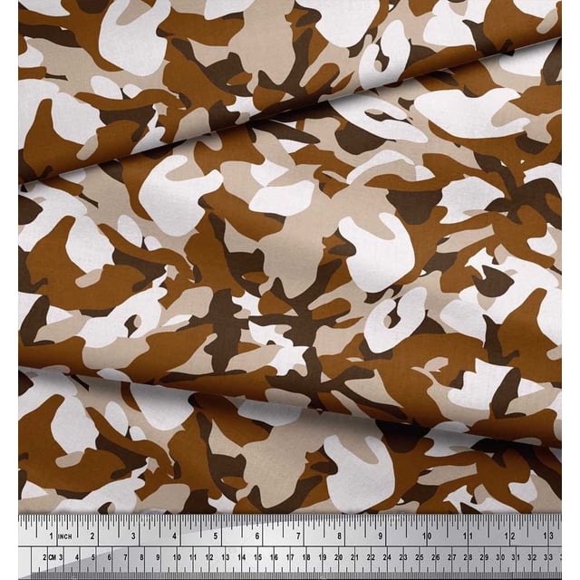 Soimoi Moss Georgette Fabric Two Tone With White Camouflage Printed Fabric 1 Yard 42 Inch Wide
