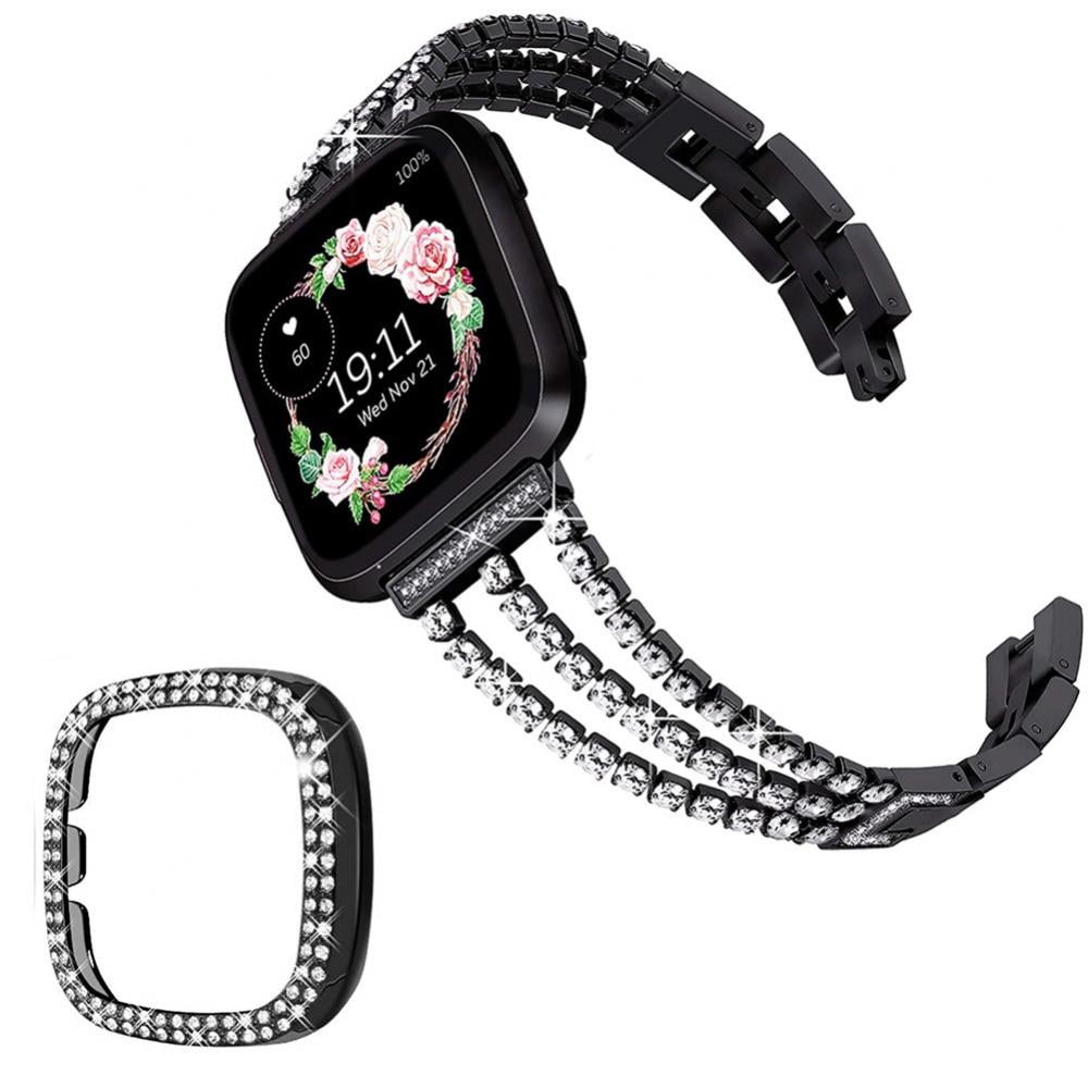 2 Alloy Crystal Stainless Steel Band Wristband Strap Sport For Fitbit versa 