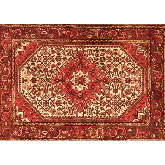 Ahgly Company Indoor Rectangle Medallion Orange Traditional Area Rugs, 7' x 10'