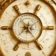 thumbnail image 4 of Brass Ship Wheel Compass with Floating Dial Polished Finish, 4 of 6