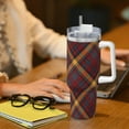 thumbnail image 6 of Logiee Buffalo Check Plaid Print 40OZ Ice Bully Cup with Handle and Straw, Double Wall Stainless Steel Tumbler,Travel Coffee Cup with Lid, Summer Insulation and Cooling Cup, 6 of 8