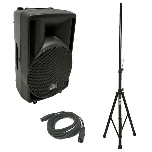 Harmony Audio HA-C8A Pro DJ 8" Powered 300W PA Speaker XLR Cable & Tripod Stand