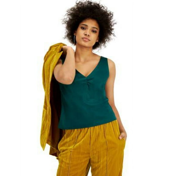 Leyden Womens V-Neck Camisole Top, Green/M