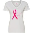 thumbnail image 3 of Inktastic Faith over Fear Breast Cancer Awareness with Pink Ribbon Women's V-Neck T-Shirt, 3 of 5