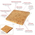 thumbnail image 3 of Thick Bamboo Wood Cutting Board/Kitchen Butcher Block - Heavy Duty Chopping Board With Juice Grooves and Handles. Best for Carving Meat, Fish and Chicken Perfect Housewarming Gift, 3 of 6