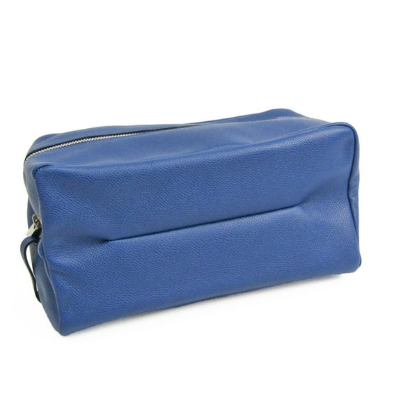 Pre-Owned Valextra Large Beauty Case V6A68 Unisex Leather Clutch Bag,Pouch Royal Blue