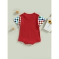 thumbnail image 6 of Aojekbee Independence Day Baby Summer Jumpsuit Casual Checkerboard/ Geometric Print Short Sleeve Romper for Toddler Boy Girls, 6 of 10