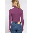 thumbnail image 3 of J. METHOD Women's Turtle Neck Crop Top Long Sleeve Ribbed Knit Casual Basic Cropped T Shirts, 3 of 4