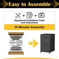 thumbnail image 6 of Polup 18"D Mobile Office Vertical 2 Drawer File Cabinet, Metal Filing Cabinet 2 Drawer with Lock, 6 of 10