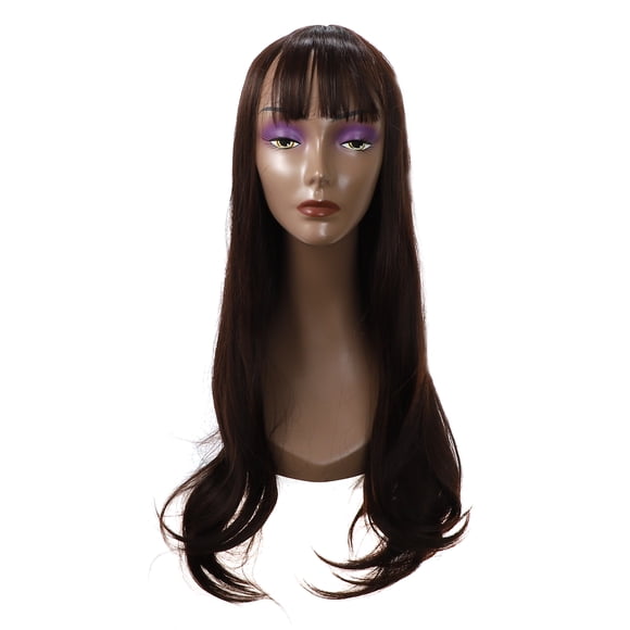 Peluca de cabello humano Unique Bargains 28' Marrón Rizado con Gorro