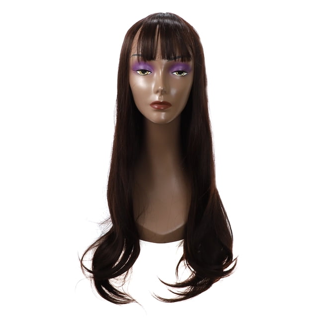 Peluca de cabello humano Unique Bargains 28' Marrón Rizado con Gorro