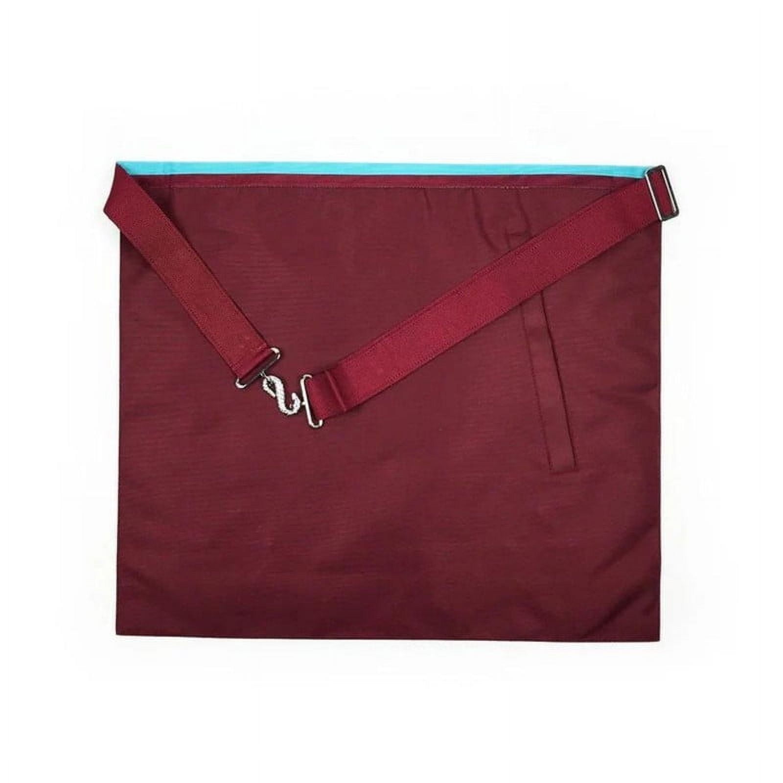 Master Mason Mark English Regulation Apron - Sky Blue & Maroon with Silver Plated Snake Fitting