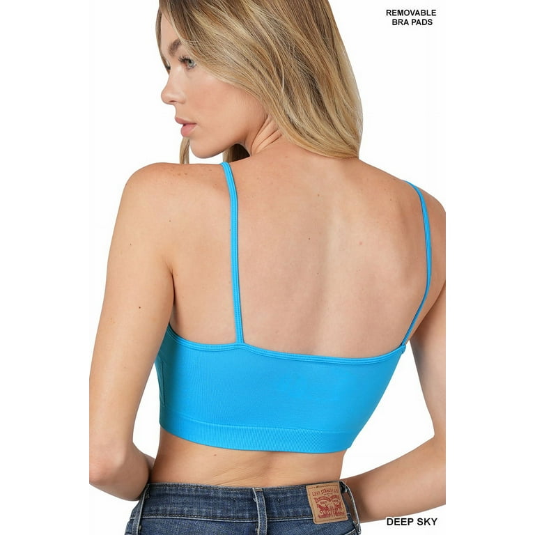 TheLovely Women & Plus Comfort Seamless Crisscross Front Strappy Bralette  Sports Bra Top with Removable Pads 