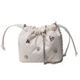 thumbnail image 3 of Bolso tipo cubo con cordón bolso cruzado de cuero de PU bolso de mano de diseñador a cuadros para mujer, 3 of 9