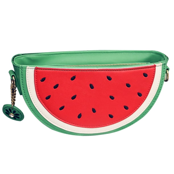 Bolso de hombro Mujer Naranja Sandía Forma Croossbody Bolsa Linda Cadena de Frutas
