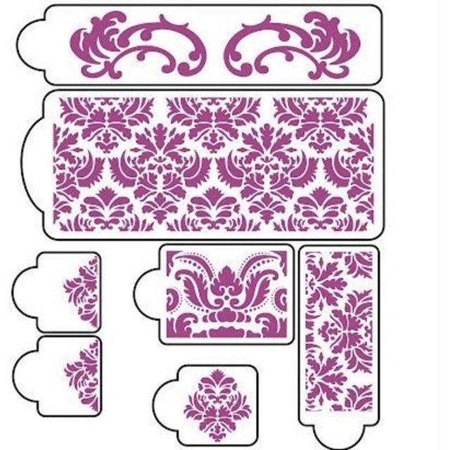Kit 7 Plantillas Plástico Para Decoración Pasteles Pintafacil Reutilizables