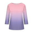 thumbnail image 5 of Womens Plus Size 3/4 Length Sleeve Tops Boat Neck Loose Fit Tee Tunic Blouse XL-5XL, 5 of 5