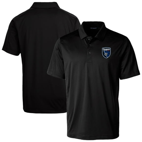 Men's-Cutter & Buck  Black San Jose Earthquakes Big & Tall Prospect Eco Textured Stretch Recycled Polo