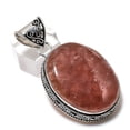 thumbnail image 2 of Natural Strawberry Quartz Gemstone 925 Sterling Silver Gift Pendant 2.09", 2 of 2