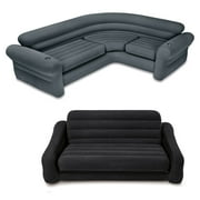 Intex Inflatable Corner Couch Sectional + Queen Size Pull-Out Futon Sofa Bed Image 1 of 12