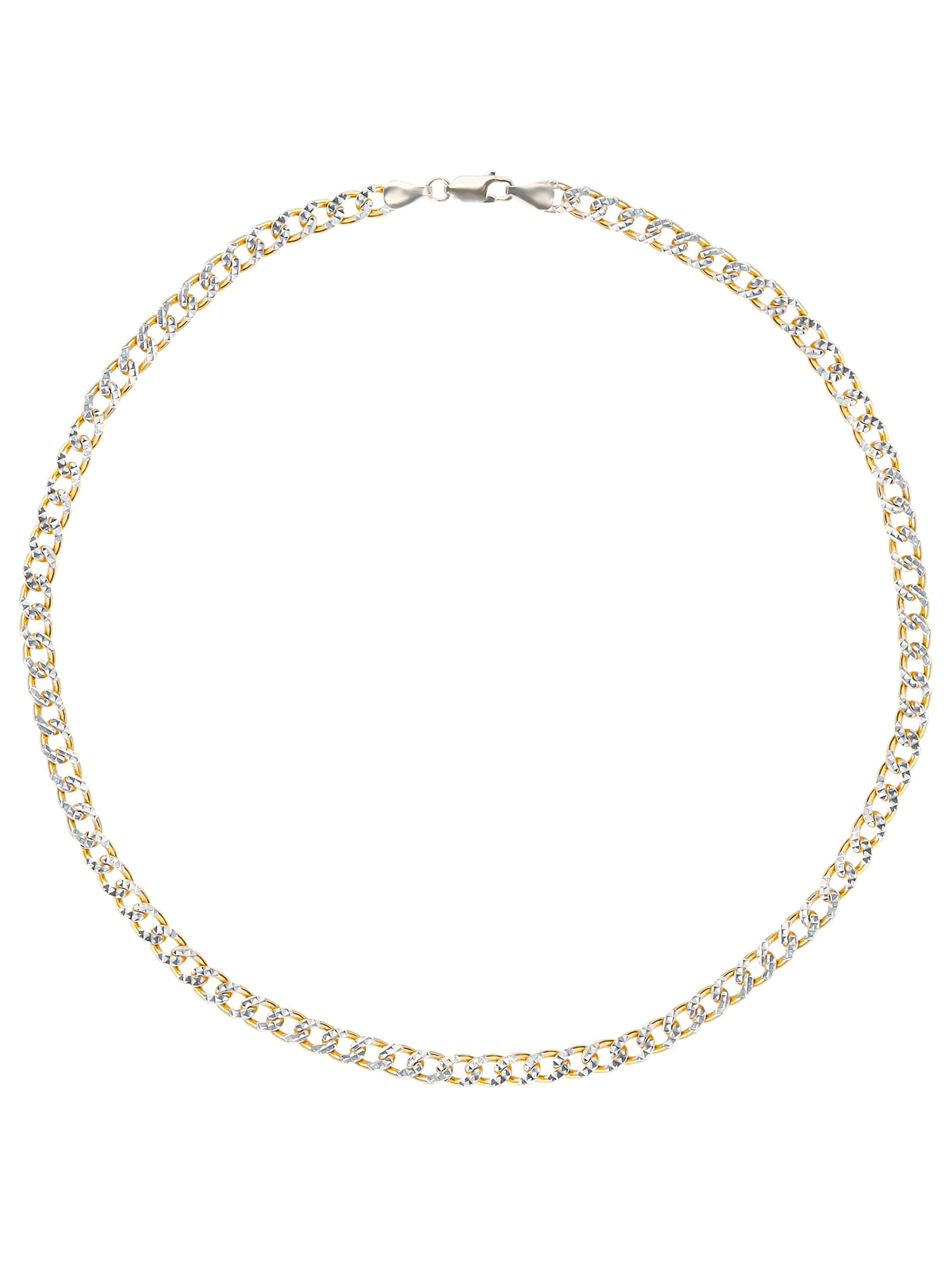 Brilliance Fine Women's Two Tone Sterling Silver Diamond Cut Curb Chain Necklace, 18"