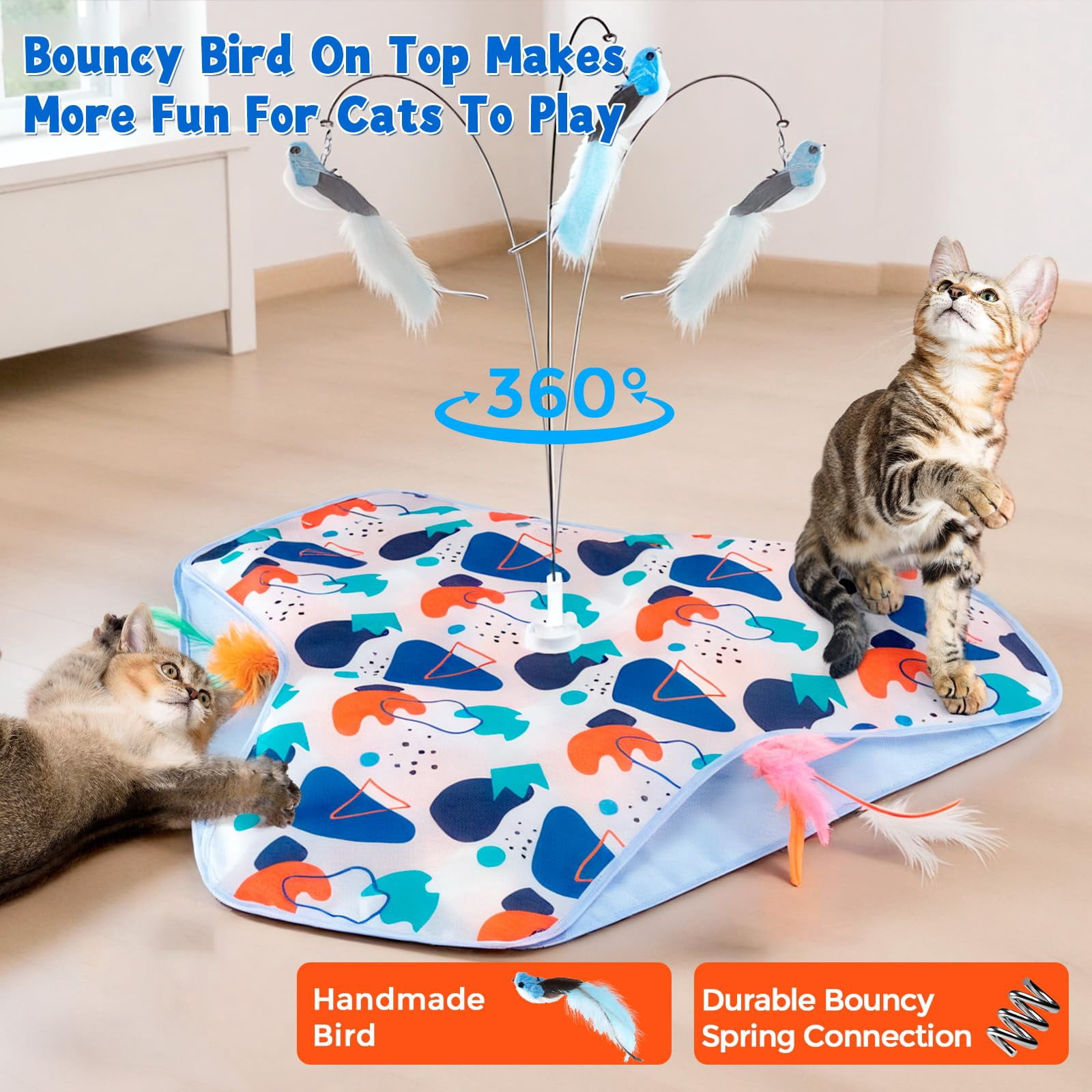 Interactive Cat Toys Rechargeable Three-in-one Hide-and-seek Automatic Suitable For Kitten To Interact And Play Automatically  With A Bird-shaped Indoor Cats