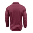 thumbnail image 4 of Yusimy Mens Spread Collar Long Sleeve Shirt Contrast Placket Button Pullover Classic Casual Golf Tennis Active Daily Wear, 4 of 6