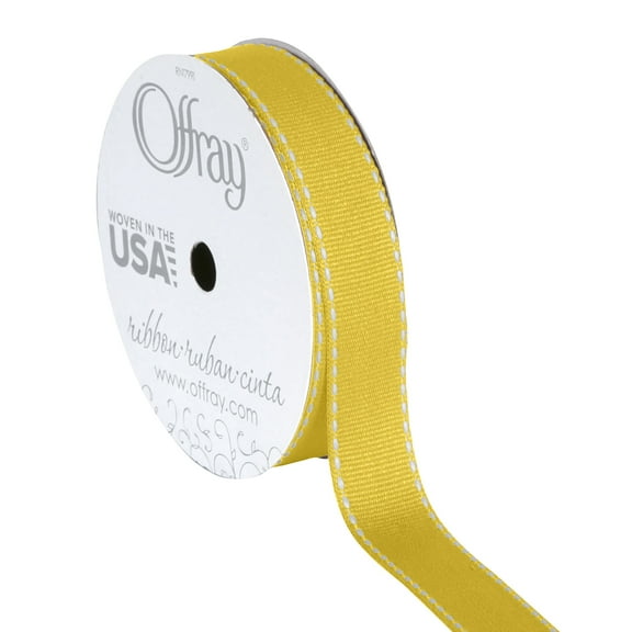 Offray Ribbon, Lemon Yellow 5/8 inch Grosgrain Polyester Ribbon for Sewing, Crafts, and Gifting, 9 feet, 1 Each